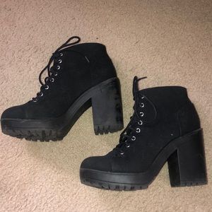 h&m divided womens new black platform boots 8.5